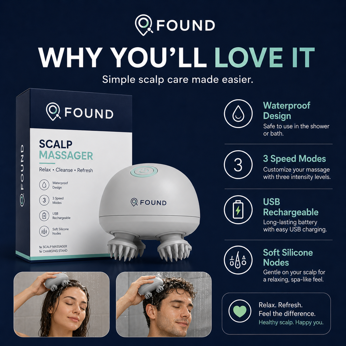 Found™ Electric Scalp Massager