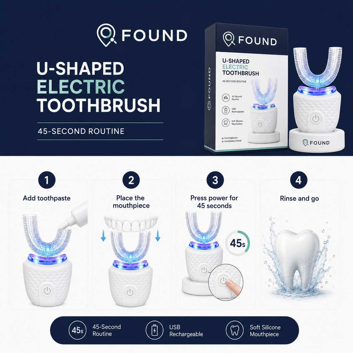 FOUND U-Shaped Electric Toothbrush